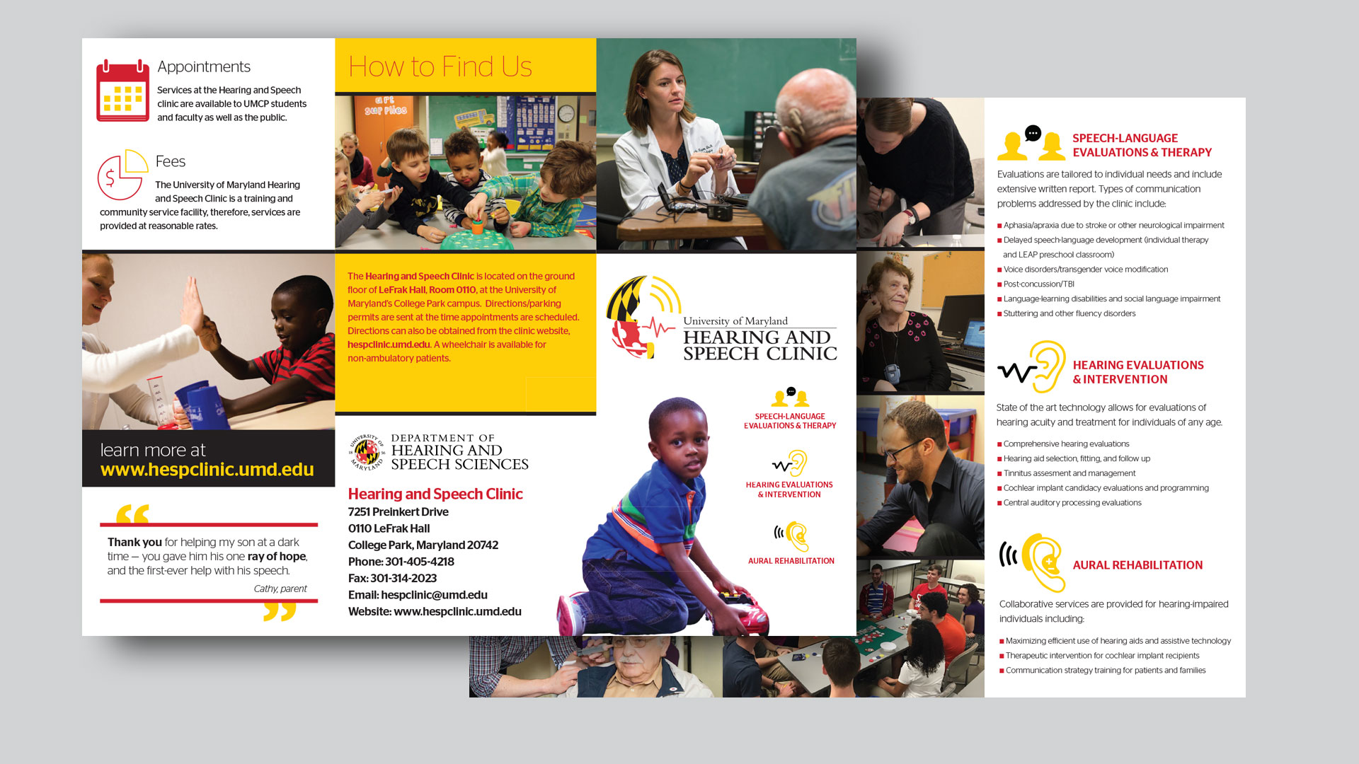 Hearing and Speech Clinic (UMD) Trifold Brochure
